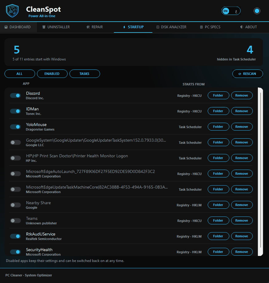 Startup Manager — everything that starts with Windows